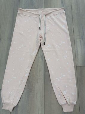 THE GREAT. Light Peach Floral Drawstring Sweatpants